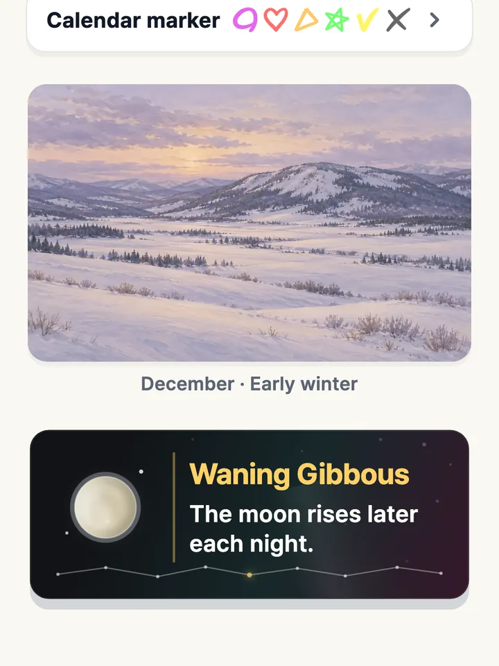 A seasonal picture for December and the moon tonight
