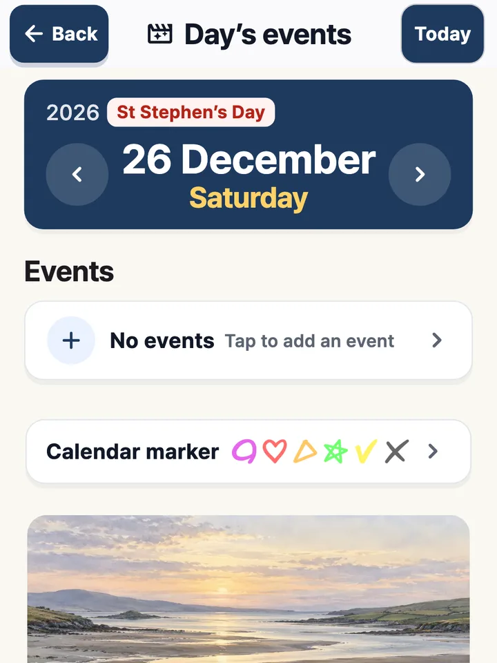 St Stephen’s Day, a public holiday, in the day view